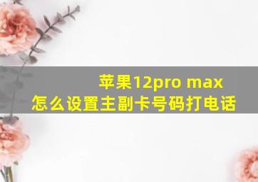 苹果12pro max怎么设置主副卡号码打电话